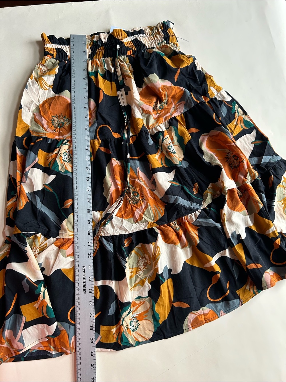 Floral Tiered Midi Skirt - Navy Multi size M - Picture 3 of 6